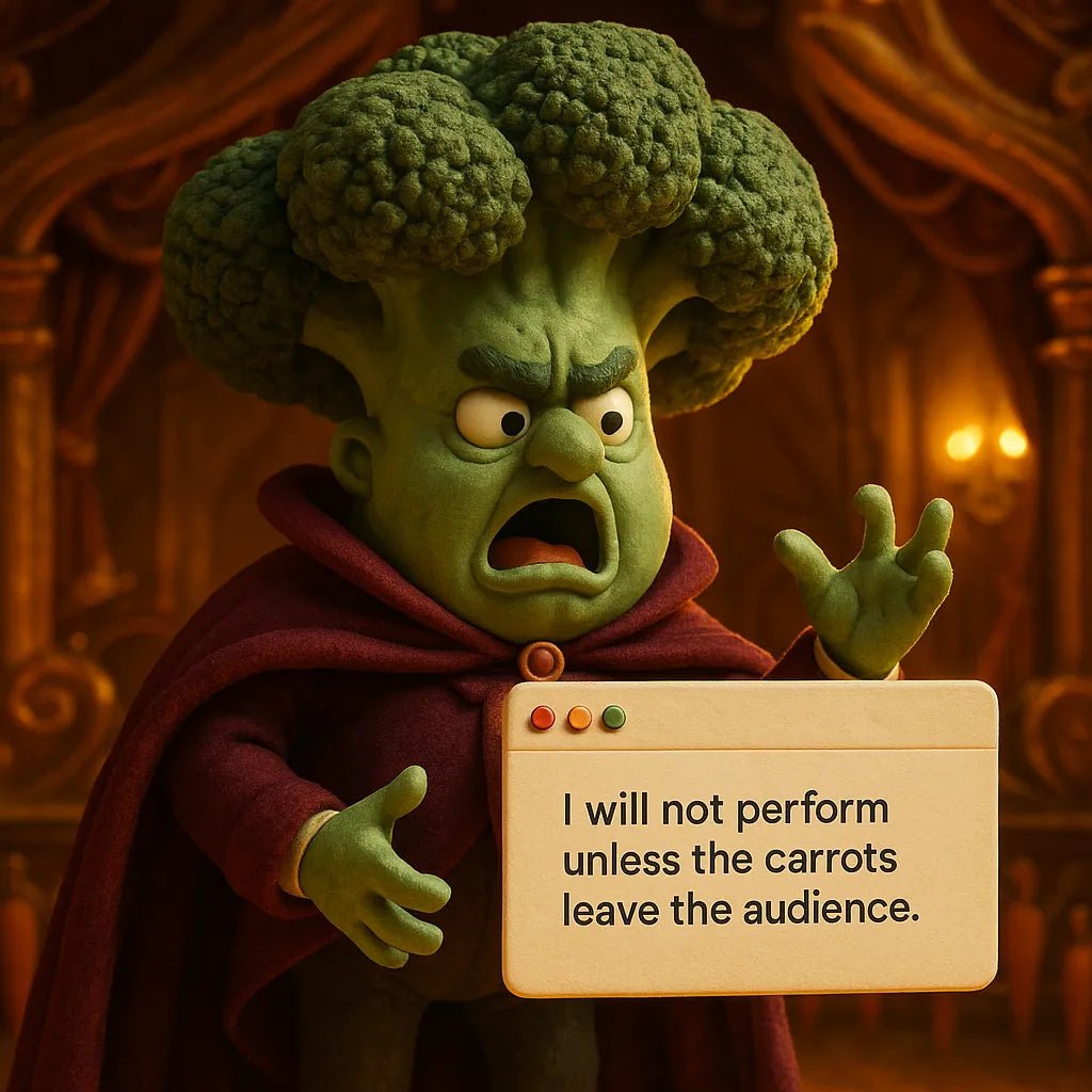 Example output from the 3D Claymation Portrait Popup Cards ChatGPT prompt: whimsical clay characters in pop-up card scenes, featuring photorealistic textures, cinematic lighting, and handcrafted stop-motion detail. I Will Not Perform.