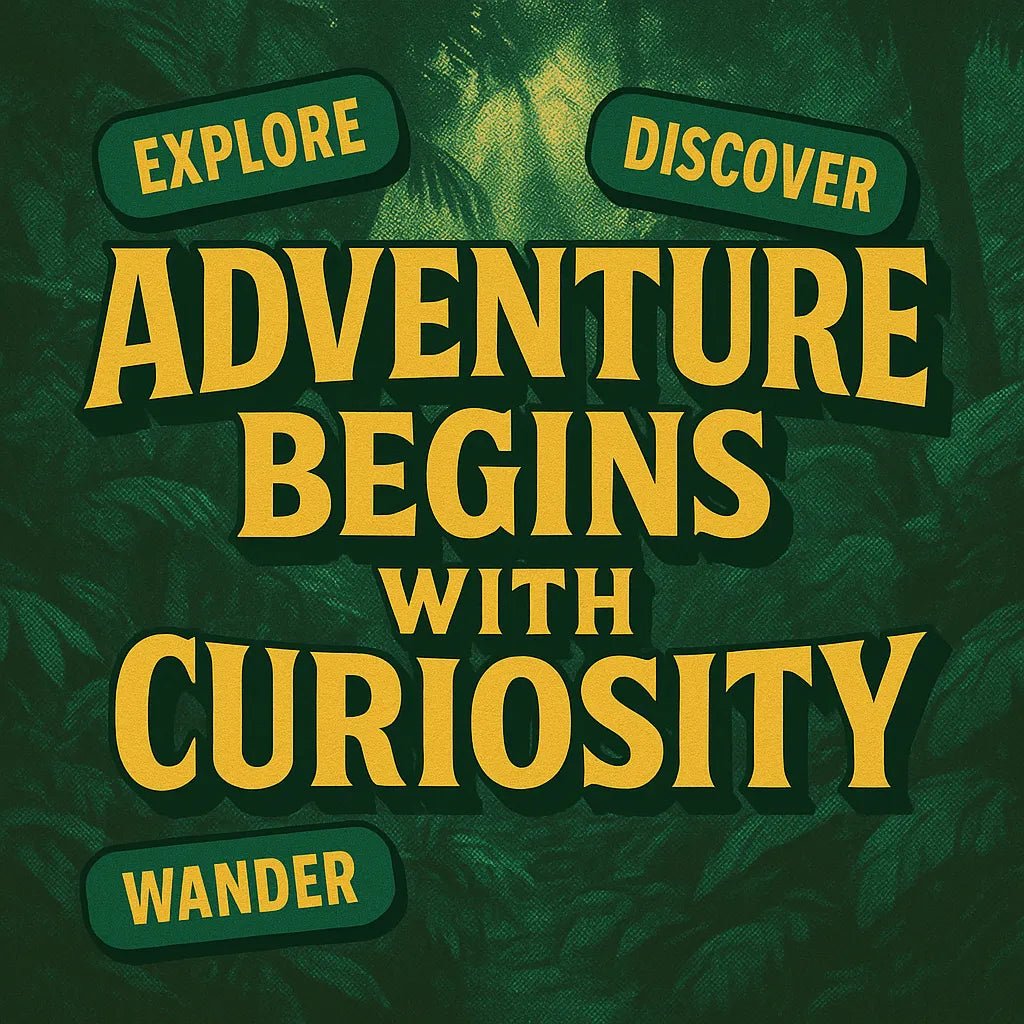 Example output from the 3D Extruded Quote Posters ChatGPT prompt: bold inspirational quote "Adventure begins with curiosity"