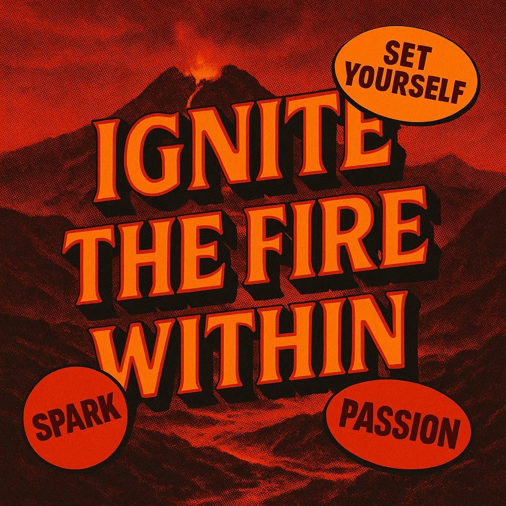 Example output from the 3D Extruded Quote Posters ChatGPT prompt: bold inspirational quote "Ignite the fire within"