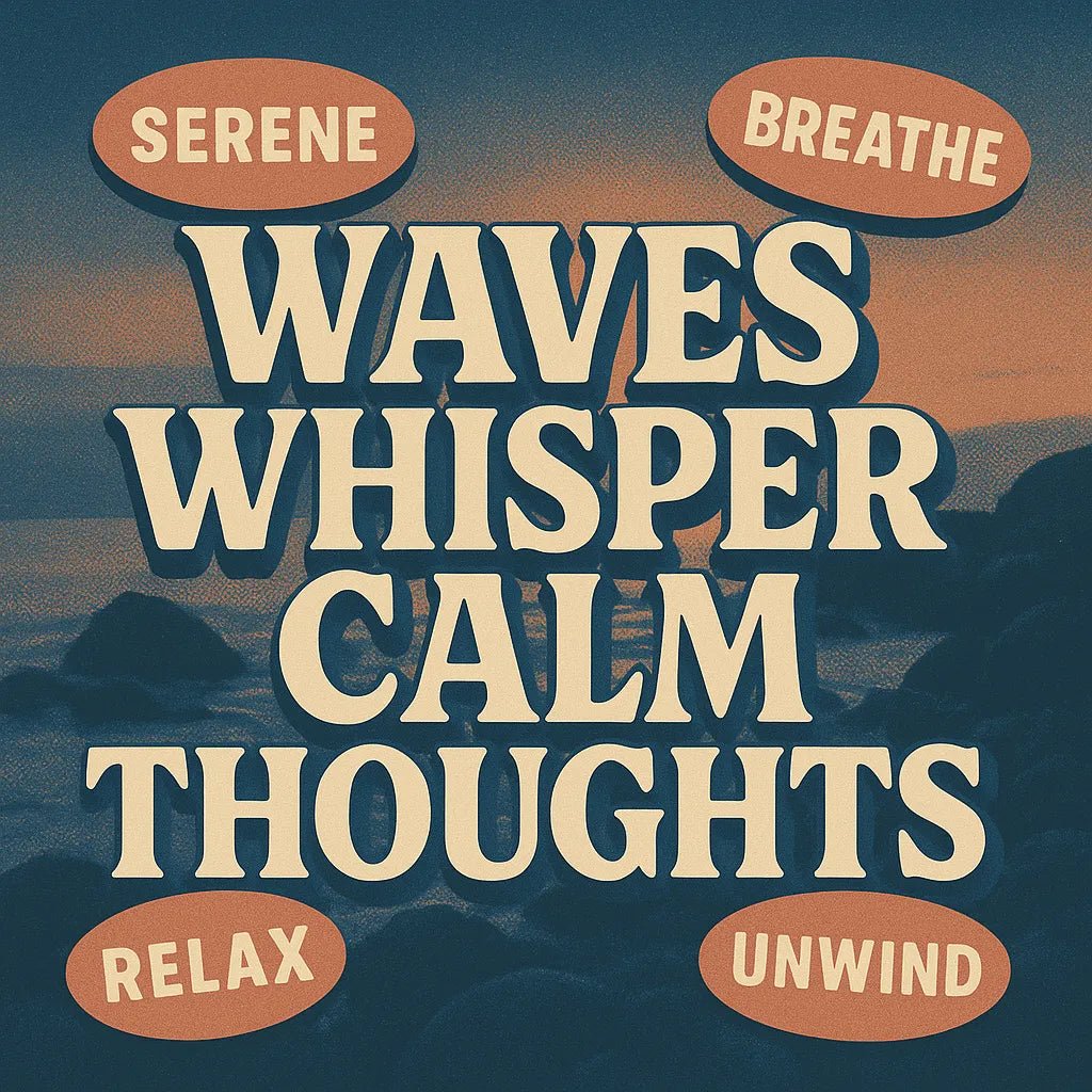Example output from the 3D Extruded Quote Posters ChatGPT prompt: bold inspirational quote "Waves whisper calm thoughts