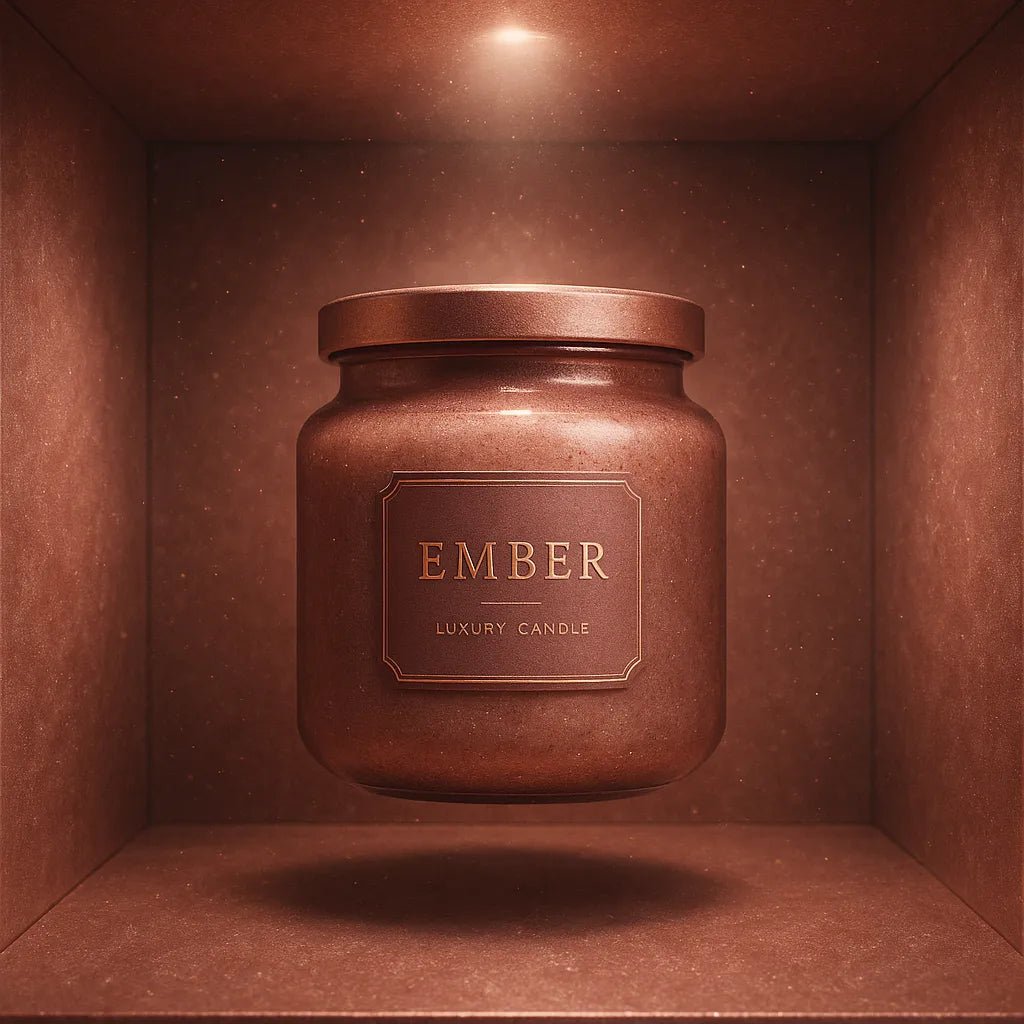 Example output from the 3D Floating Product Box Mockups ChatGPT prompt: premium boxed products floating in centered display. Ember.