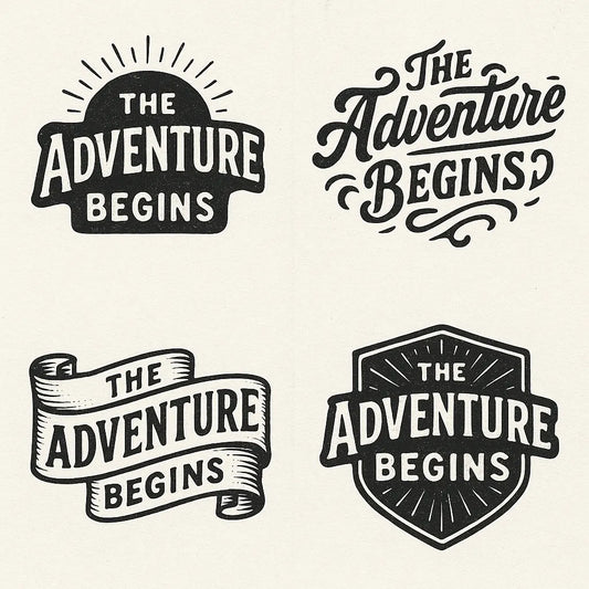 Example output from the 4 Vintage Logo Design Alternatives ChatGPT prompt: The Adventure Begins