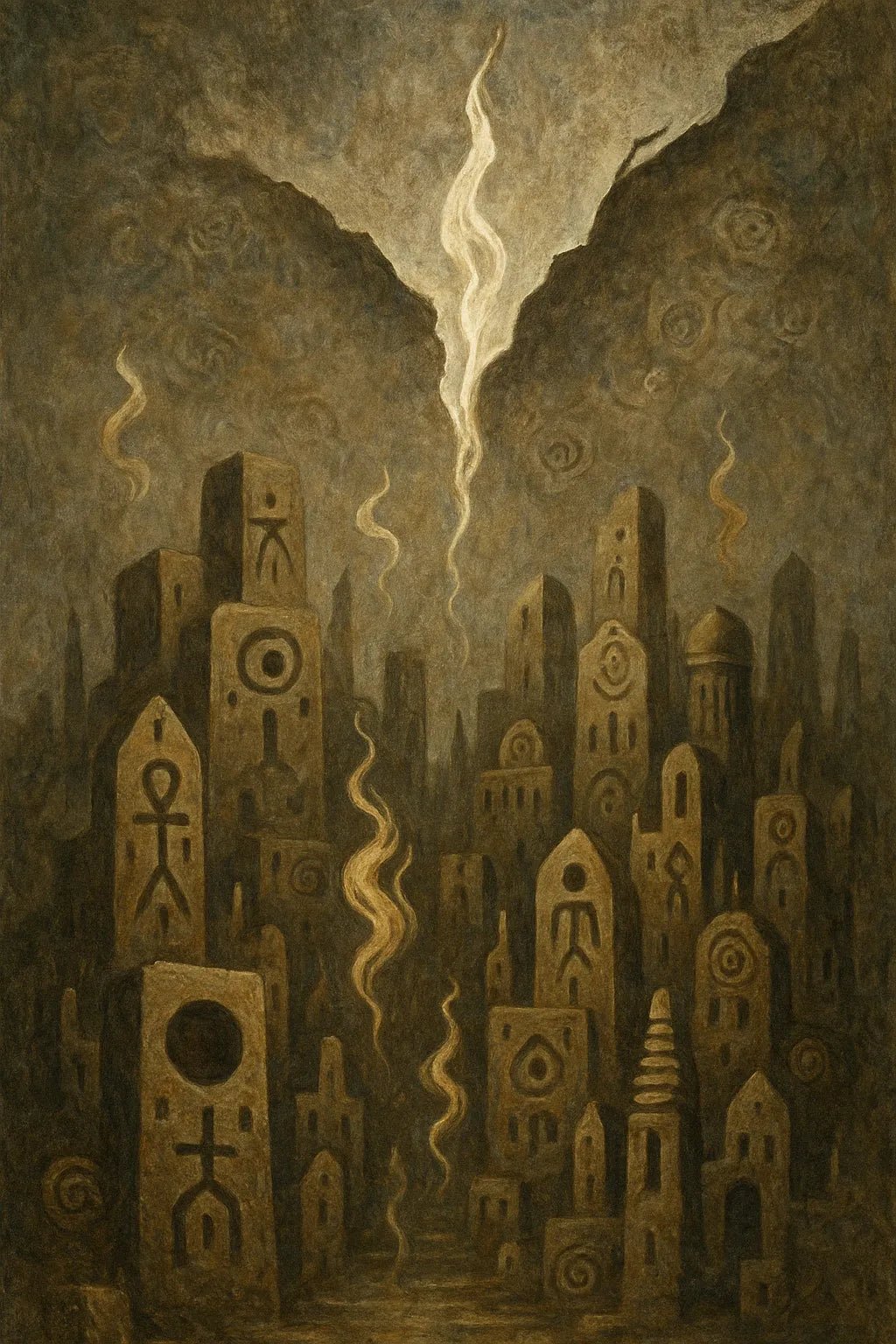 Example output from the Abstract Mythtech Surreal Art ChatGPT prompt: myth-inspired surreal compositions. Preview 2.