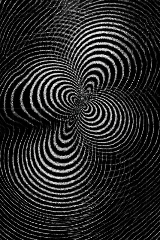 Example output from the Black And White Motion Artworks ChatGPT prompt: hypnotic optical illusion prints in black and white. Preview 1.