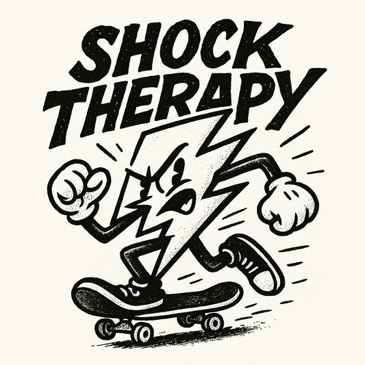Example output from the Black Ink Streetwear Illustrations ChatGPT prompt: Shock Therapy