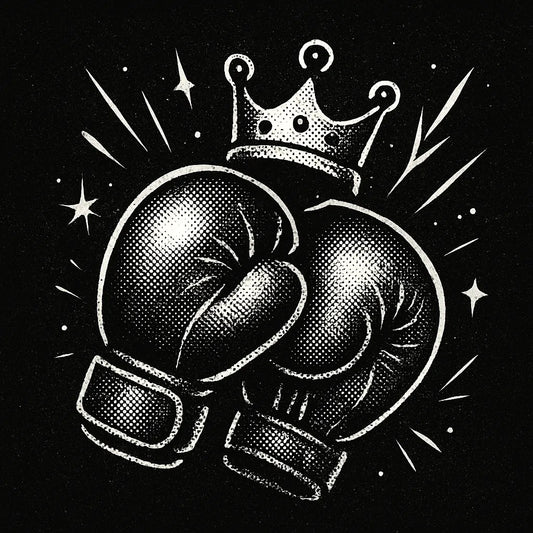 Example output from the Black White Retro Halftone Comic Art ChatGPT prompt: vintage comic-style illustrations with bold halftone dots, diagonal composition, and gritty grain textures in stark black-and-white. Preview 1.