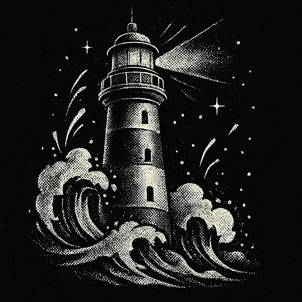 Example output from the Black White Retro Halftone Comic Art ChatGPT prompt: vintage comic-style illustrations with bold halftone dots, diagonal composition, and gritty grain textures in stark black-and-white. Preview 7.