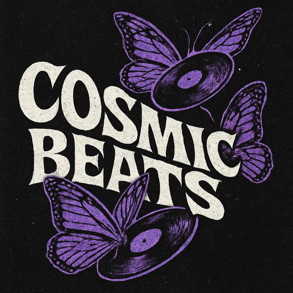 Example output from the Bold Screen Print Typography Design ChatGPT prompt: Cosmic Beats