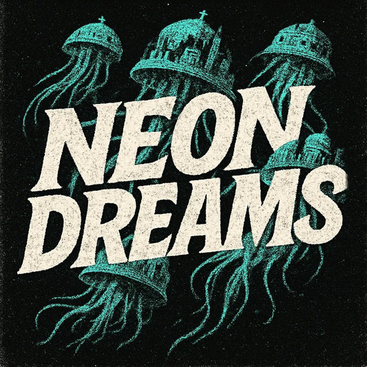 Example output from the Bold Screen Print Typography Design ChatGPT prompt: Neon Dreams