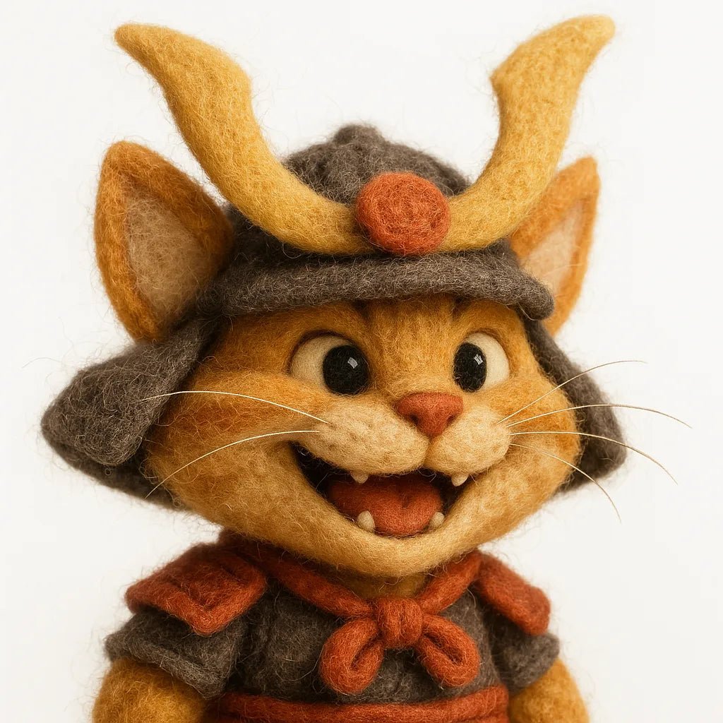 Example output from the Charming Wool Felt Animal Portraits ChatGPT prompt: Cat.