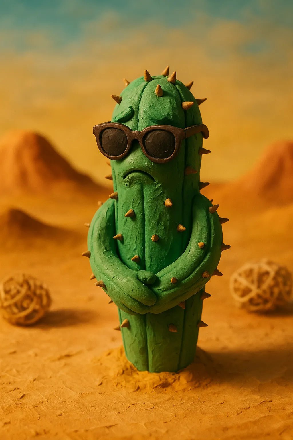 Example output from the Cinematic Claymation Portraits ChatGPT prompt: handcrafted clay characters in stop-motion style, featuring photoreal textures, expressive lighting, and cinematic portrait scenes with customizable personalities. Captus.