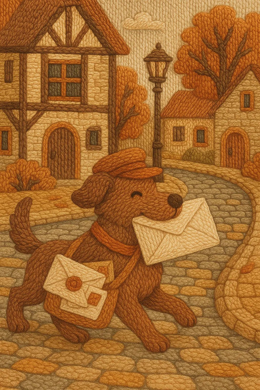 Example output from the Cozy Thread Style Illustration ChatGPT prompt: Dog Letters