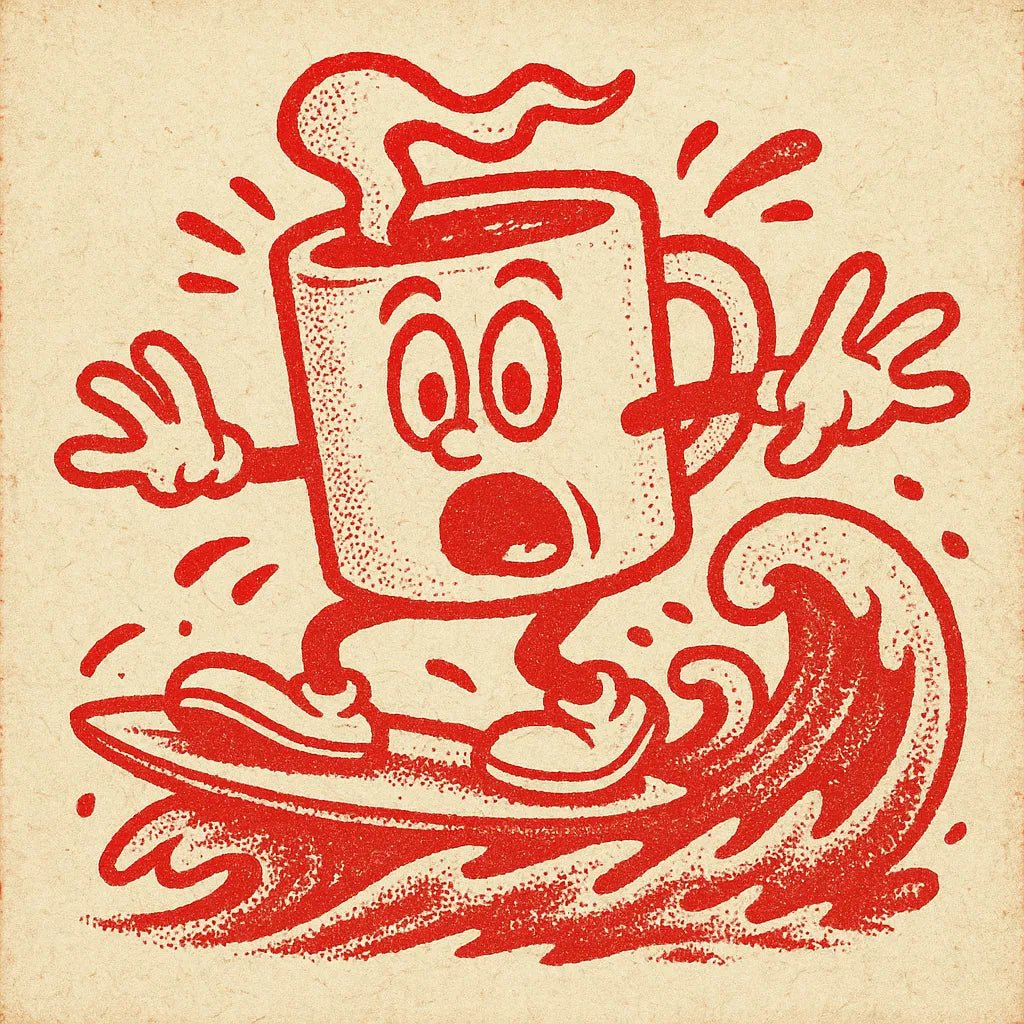Example output from the Craft Paper Cartoon Mascots Logos ChatGPT prompt: bold red character icon Cup.