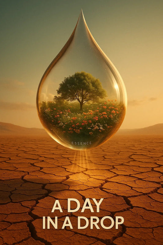 Example output from the Creative Director Ad Concepts ChatGPT prompt: striking ad visual concepts with minimalist headlines, featuring symbolic scenes, emotional storytelling, high-contrast lighting, and cultural relevance. A Day in a Drop.