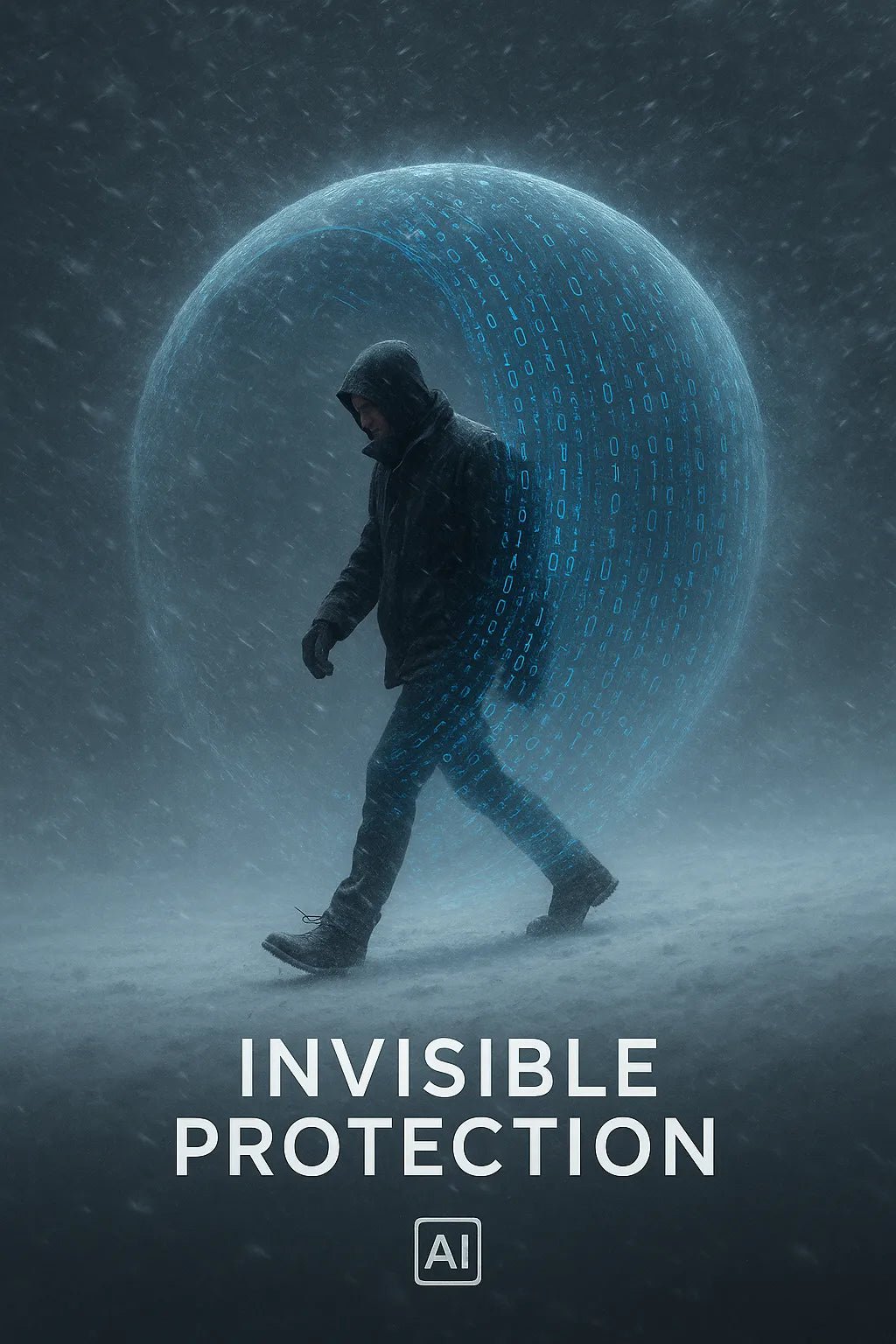 Example output from the Creative Director Ad Concepts ChatGPT prompt: striking ad visual concepts with minimalist headlines, featuring symbolic scenes, emotional storytelling, high-contrast lighting, and cultural relevance. Invisible Protection.