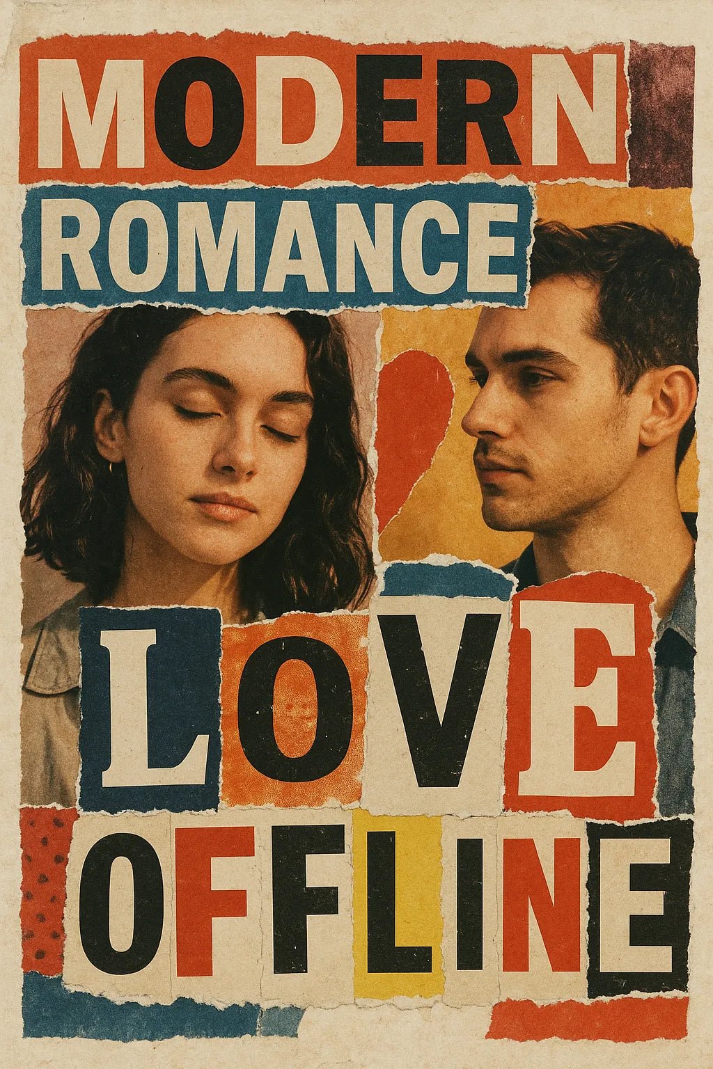 Example output from the Creative Magazine Cutout Collages ChatGPT prompt: Love Offline.