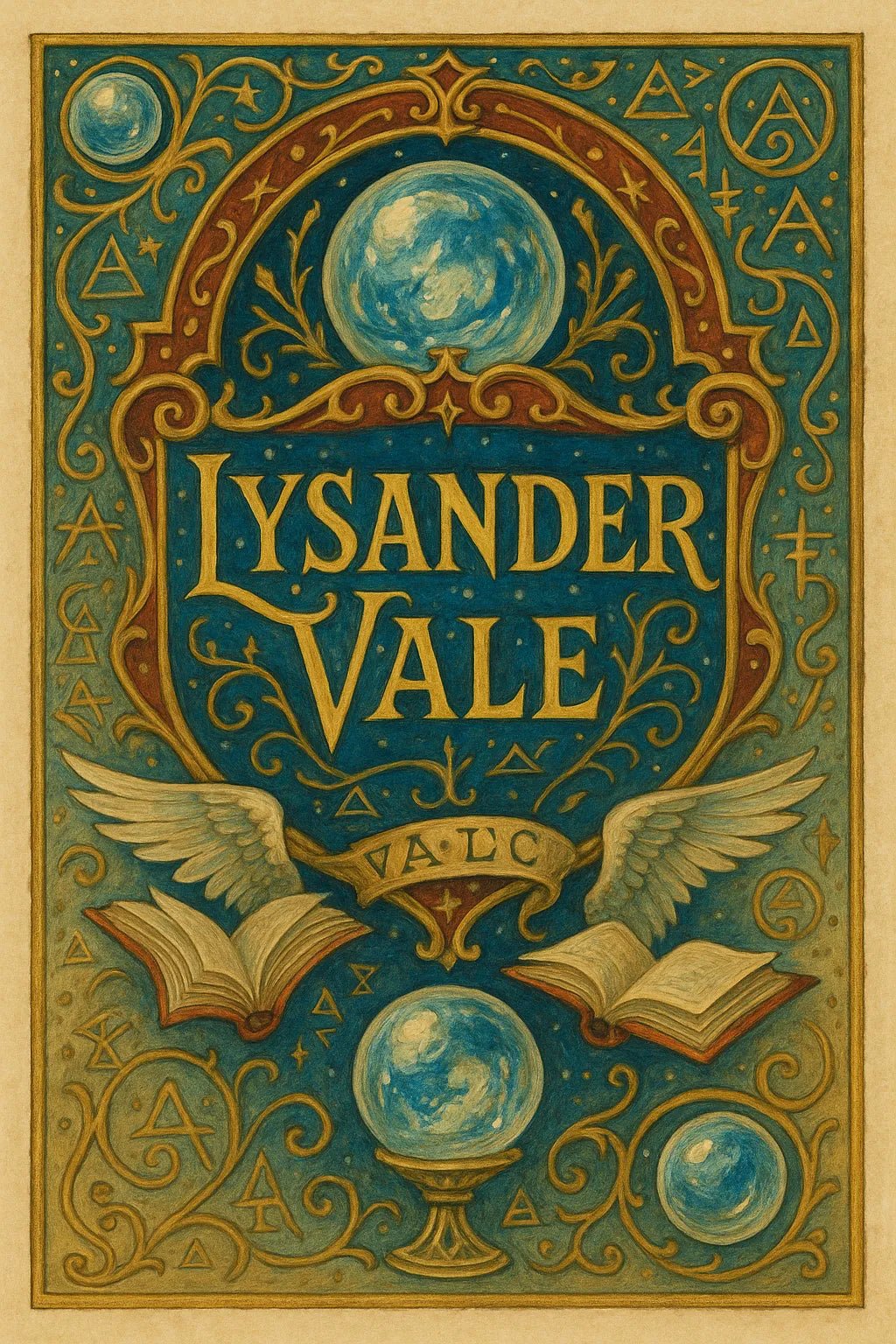 Example output from the Custom Crest Bookplates ChatGPT prompt: surrealist bookplate designs with ornate crests, personalized names, intricate symbolism, and vintage-style layout—ideal for collectors and creative gifting. Lysander Vale.