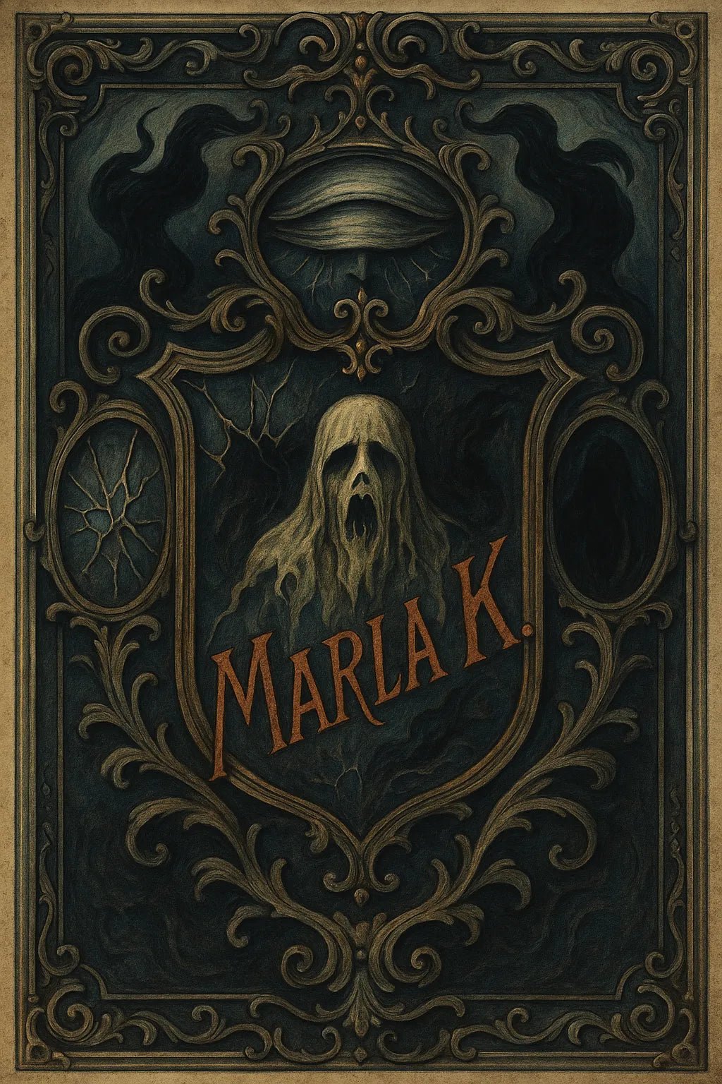 Example output from the Custom Crest Bookplates ChatGPT prompt: surrealist bookplate designs with ornate crests, personalized names, intricate symbolism, and vintage-style layout—ideal for collectors and creative gifting. Marla K.