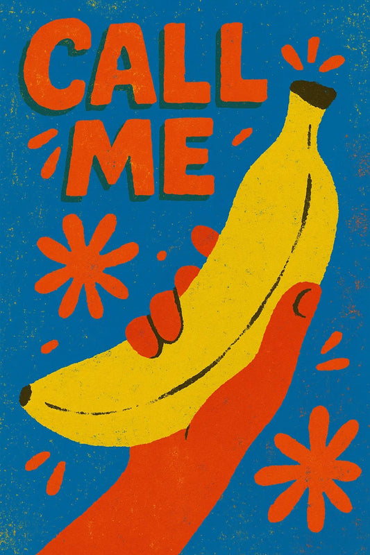 Example output from the Distressed Retro Pop Posters ChatGPT prompt: bold vintage-style poster Call Me