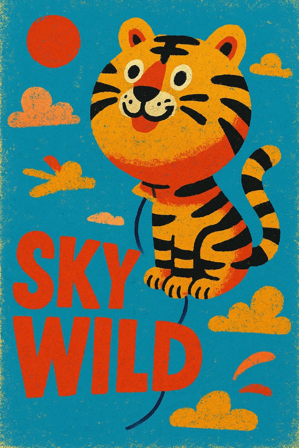 Example output from the Distressed Retro Pop Posters ChatGPT prompt: bold vintage-style poster Sky Wild