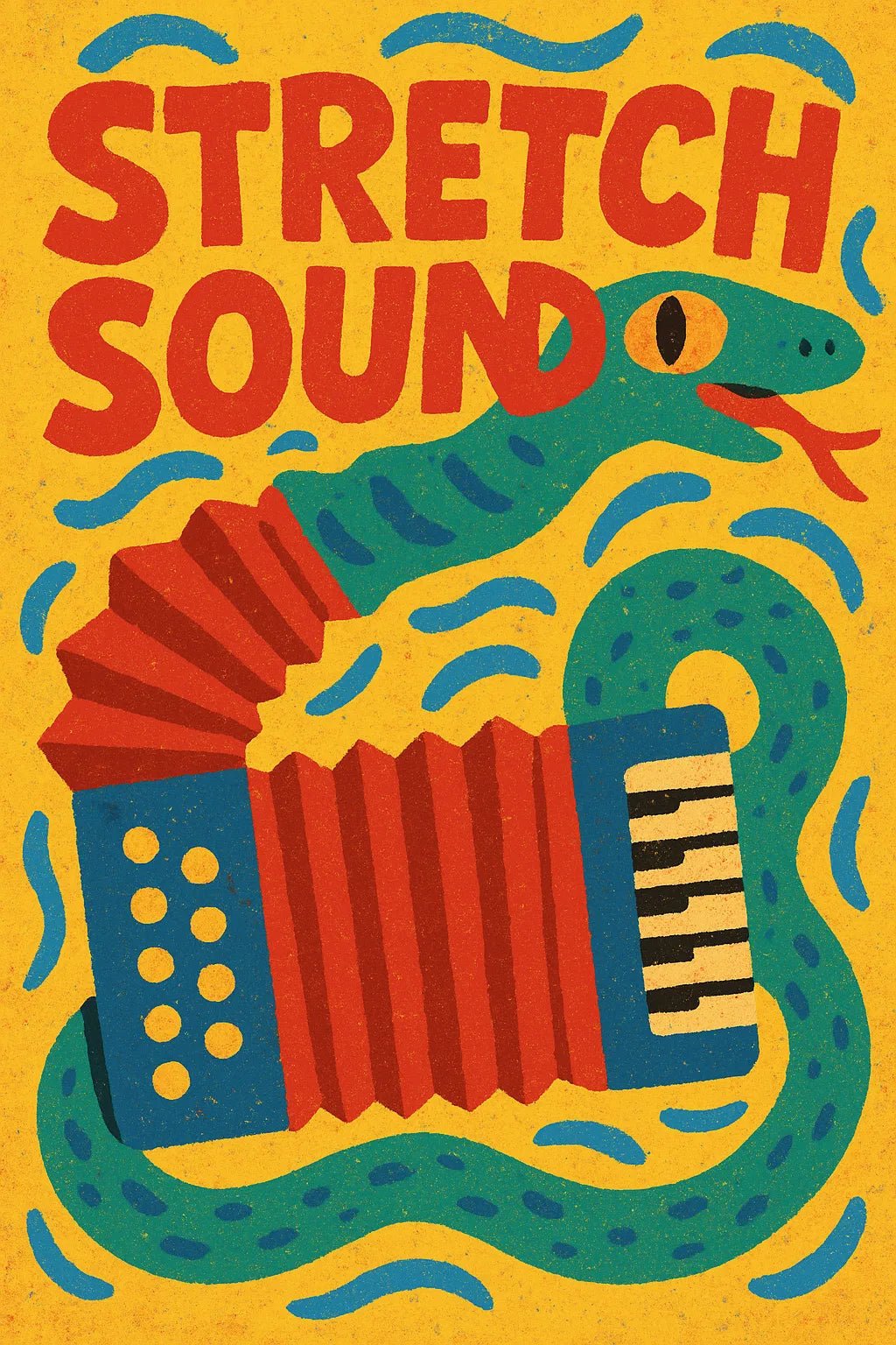 Example output from the Distressed Retro Pop Posters ChatGPT prompt: bold vintage-style poster Stretch Sound