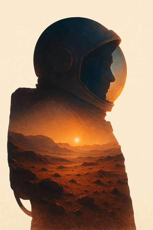 Example output from the Double Exposure Silhouette Art ChatGPT prompt: Astronaut