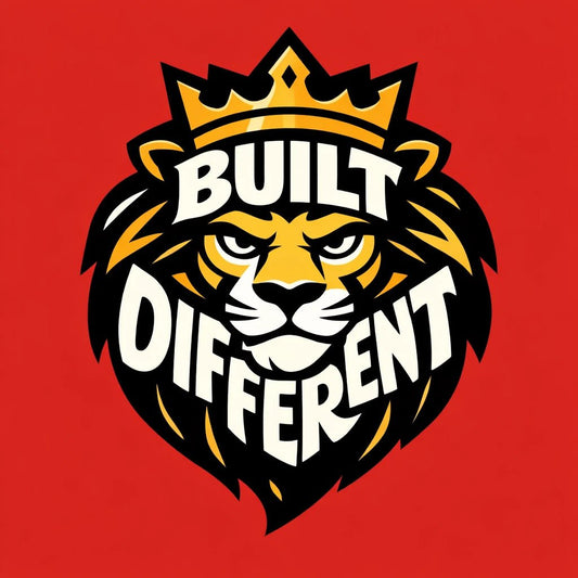 Editorial brand mascot illustration featuring bold cartoon characters with integrated typography, flat vector-style colors, strong silhouettes, and expressive attitudes for branding and merch: Build Different