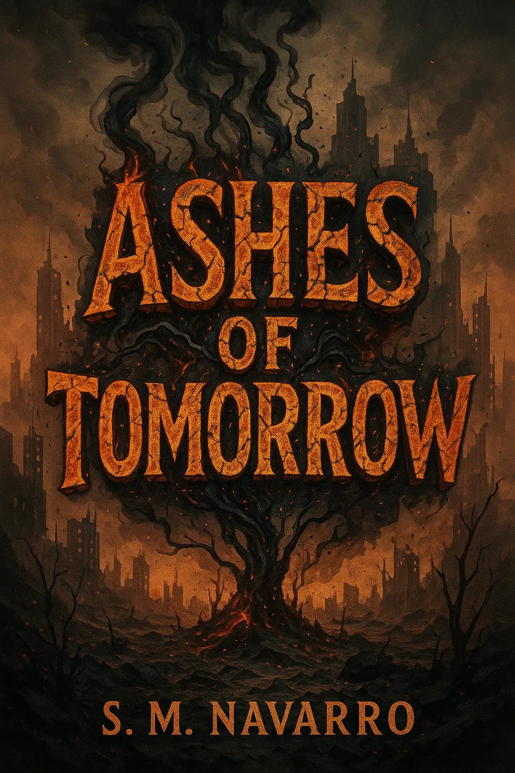 Example output from the Expressive Typography Book Cover ChatGPT prompt: Ashes of Tomorrow