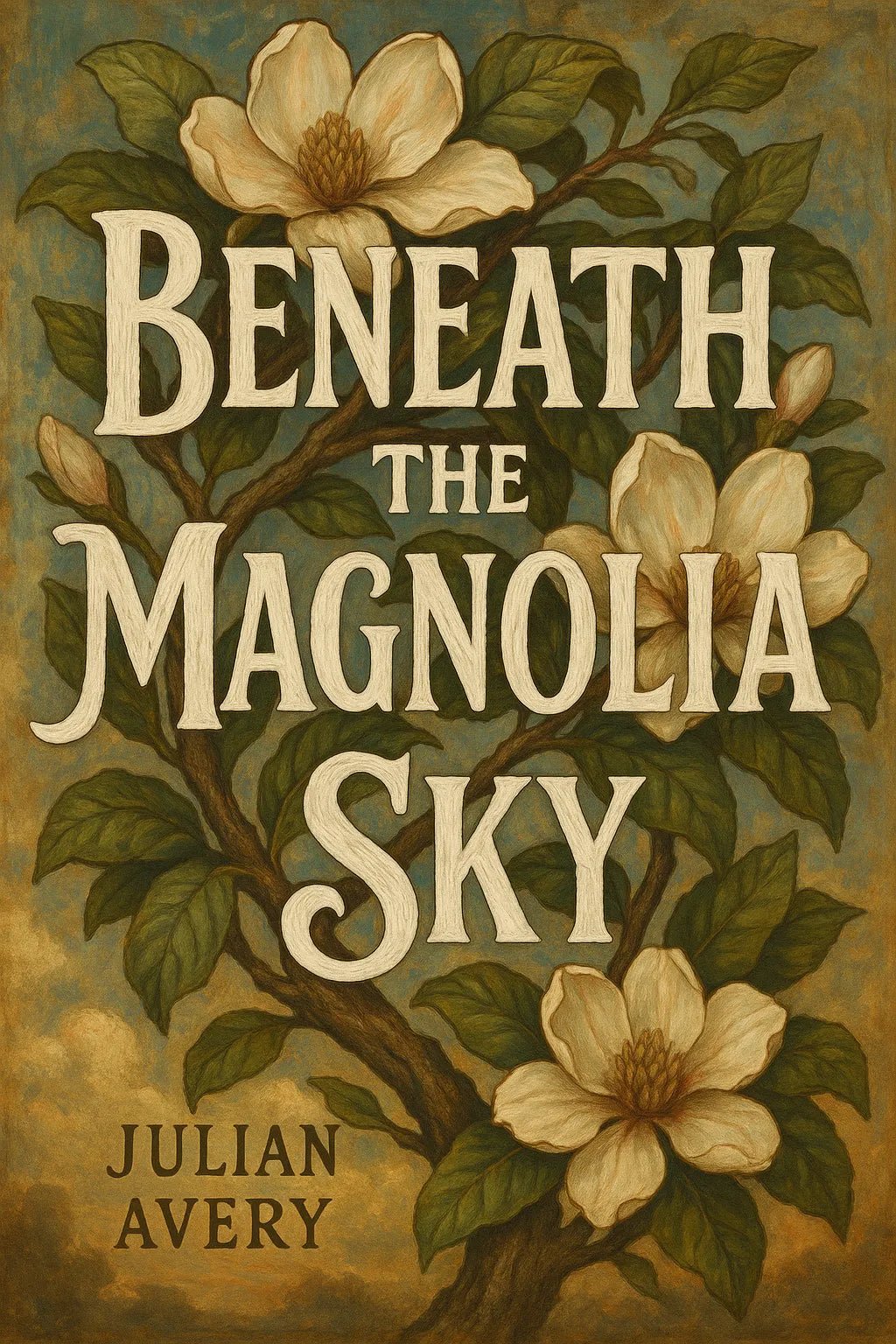Example output from the Expressive Typography Book Cover ChatGPT prompt: Beneath the Magnolia Sky