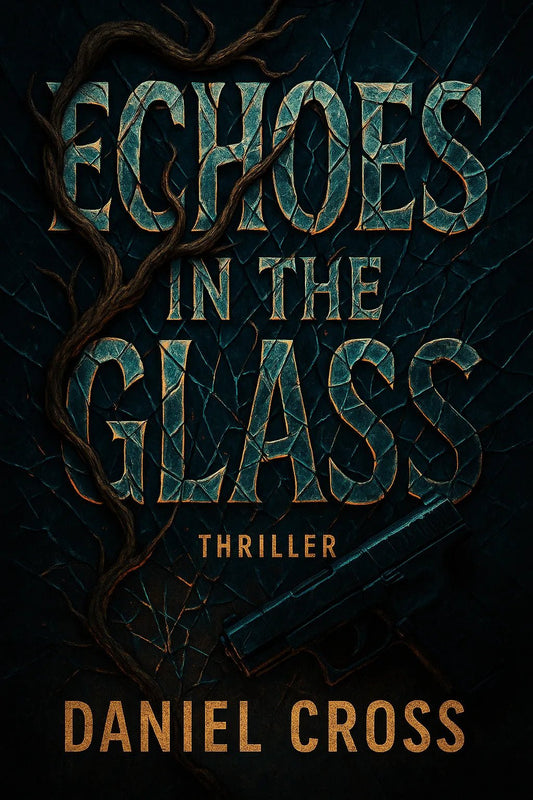 Example output from the Expressive Typography Book Cover ChatGPT prompt: Echoes in the Glass