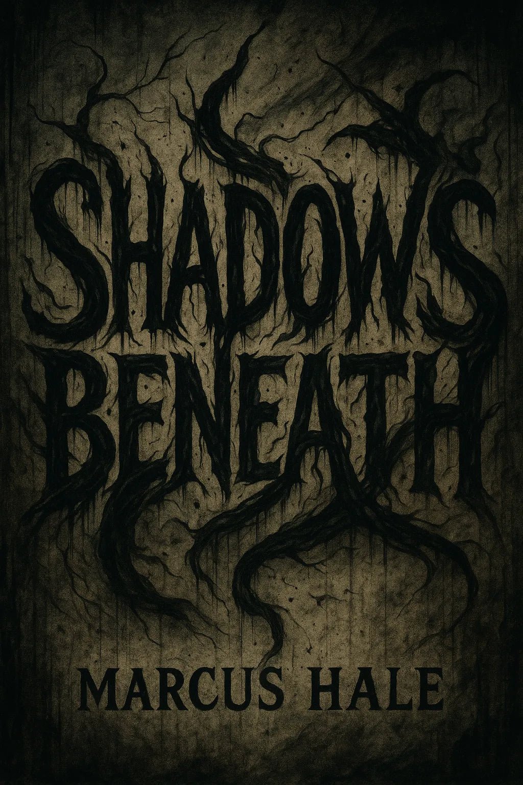 Example output from the Expressive Typography Book Cover ChatGPT prompt: Shadow Beneath