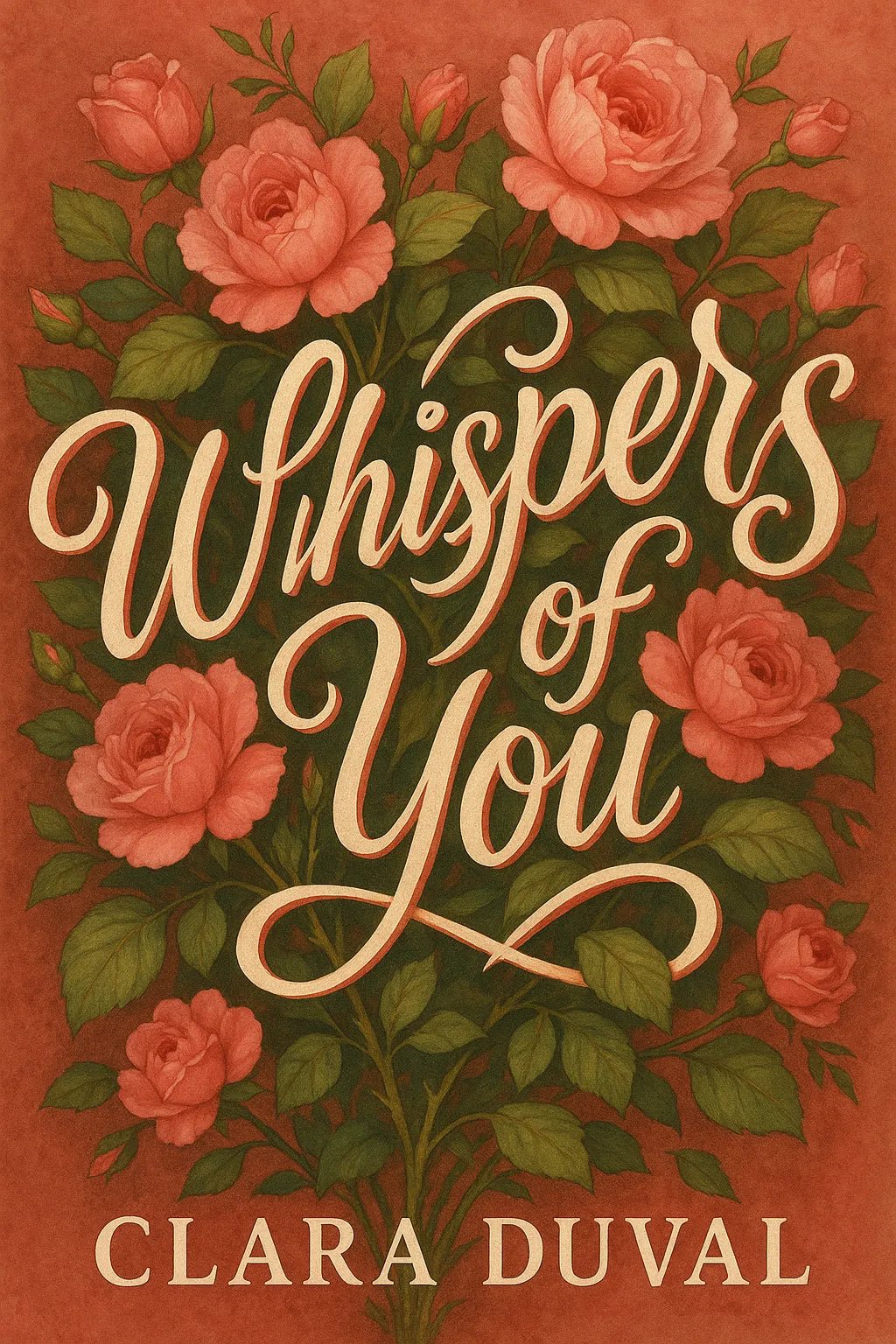 Example output from the Expressive Typography Book Cover ChatGPT prompt: Whispers of you