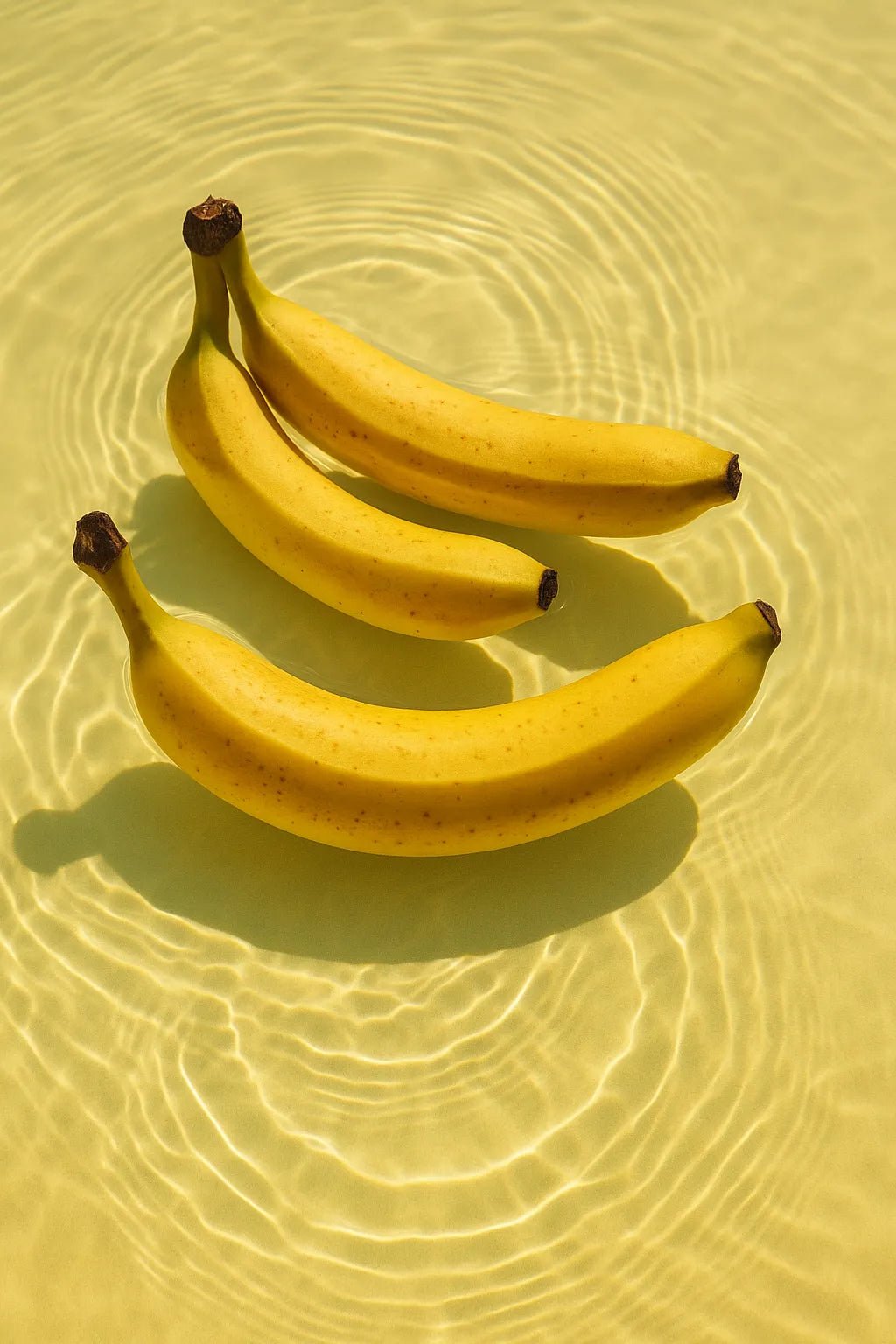 Example output from the Floating Half Submerged 3 Object Shot ChatGPT prompt: photorealistic render of Banana.