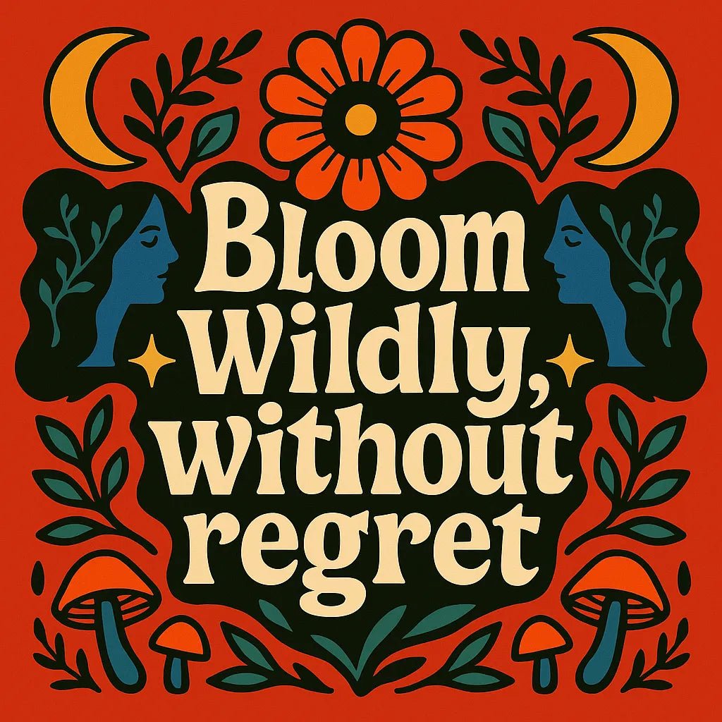 Example output from the Folk Art Quote Poster Designs ChatGPT prompt: bold folk-psychedelic poster Bloom