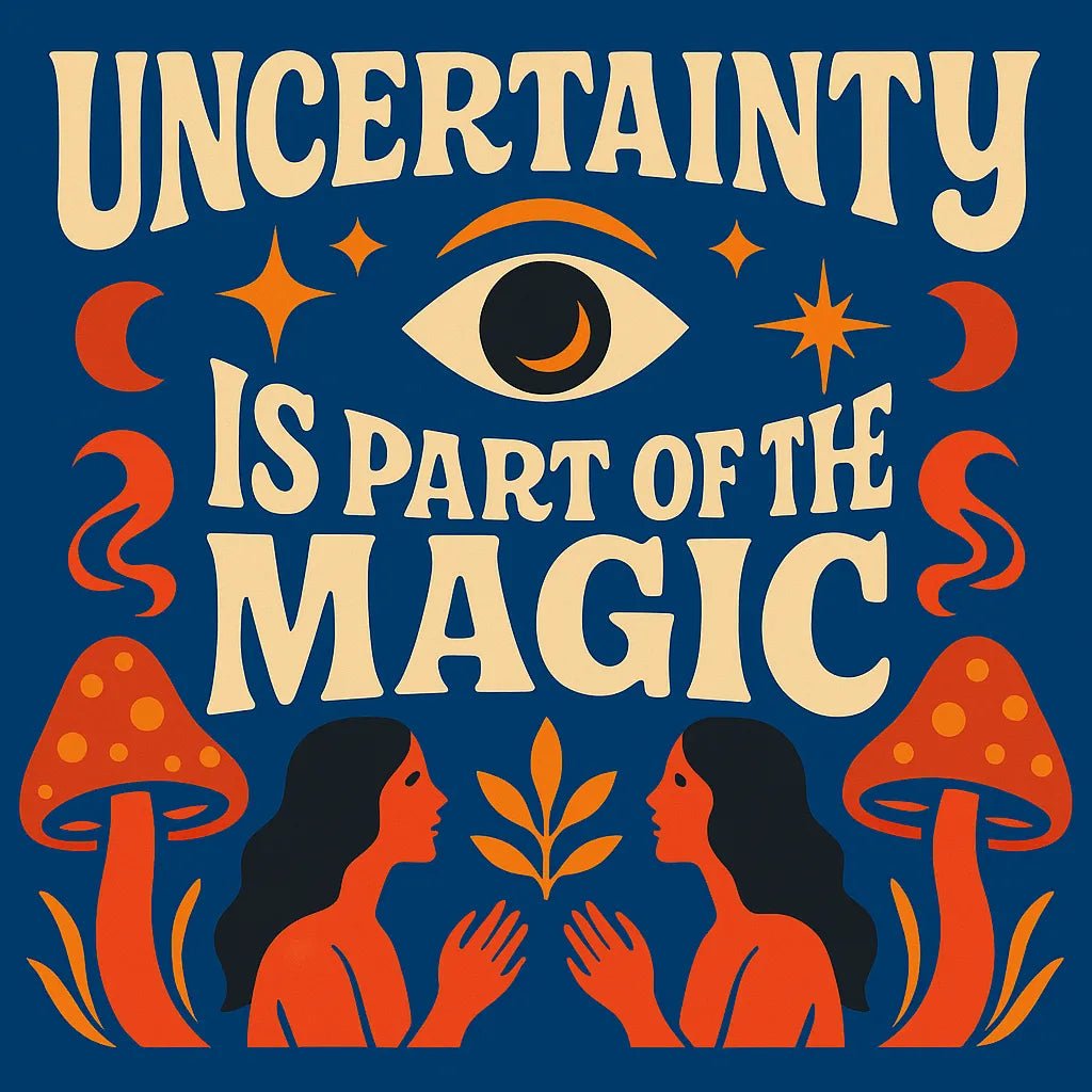 Example output from the Folk Art Quote Poster Designs ChatGPT prompt: bold folk-psychedelic poster Magic