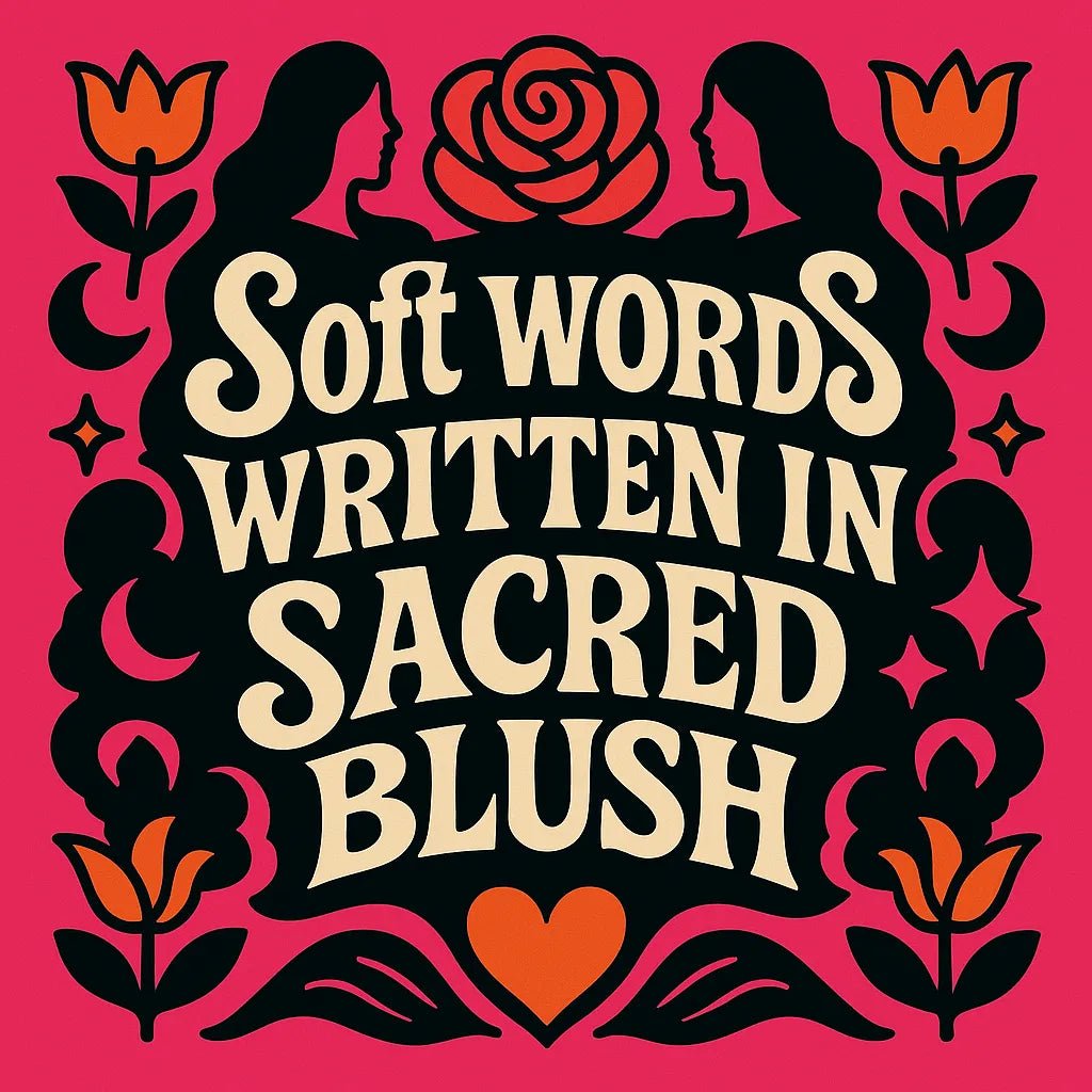 Example output from the Folk Art Quote Poster Designs ChatGPT prompt: bold folk-psychedelic poster Sacred Blush