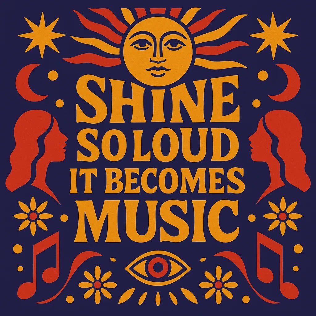 Example output from the Folk Art Quote Poster Designs ChatGPT prompt: bold folk-psychedelic poster Shine
