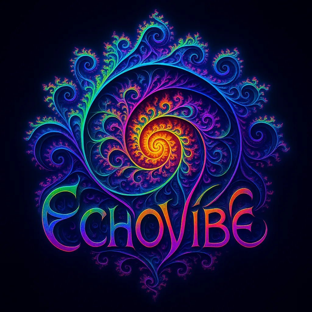 Example output of fractal-style logo generated by a ChatGPT prompt template. EchoVibe.