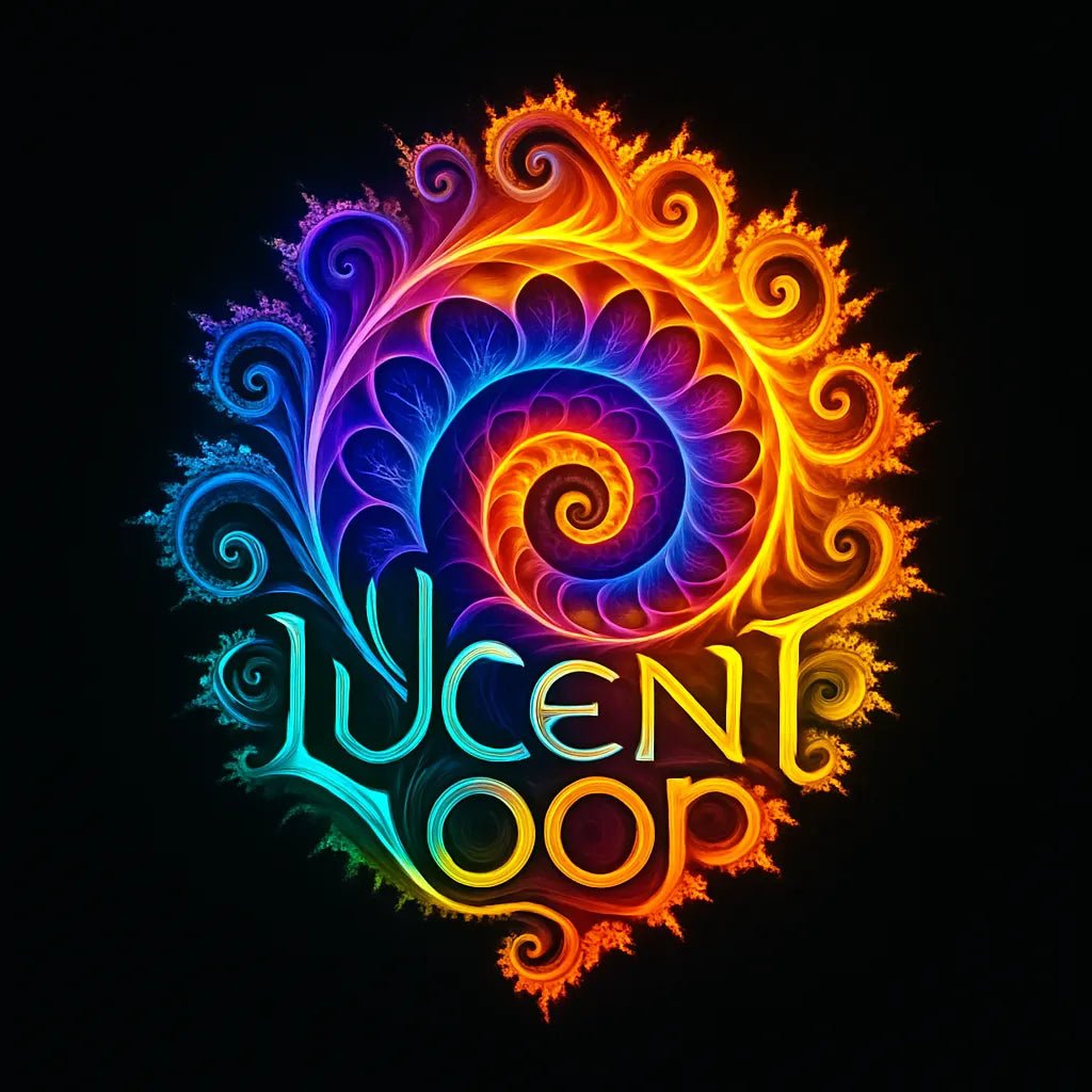 Example output of fractal-style logo generated by a ChatGPT prompt template. Lucent Loop.