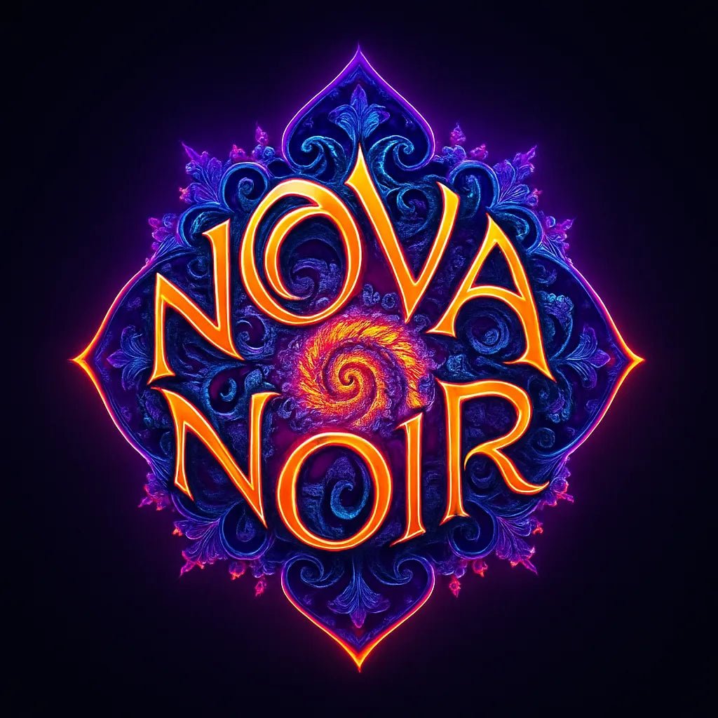 Example output of fractal-style logo generated by a ChatGPT prompt template. Nova Noir.