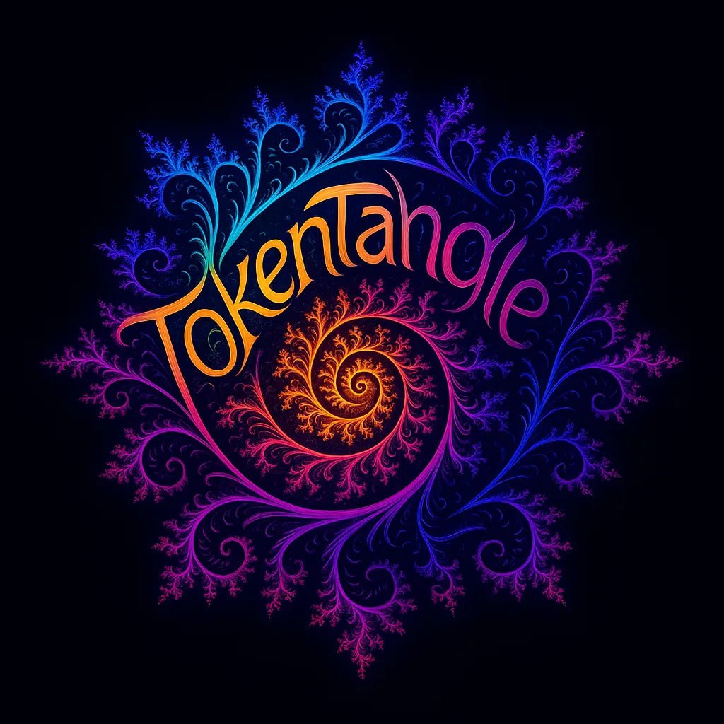 Example output of fractal-style logo generated by a ChatGPT prompt template. TokenTangle.