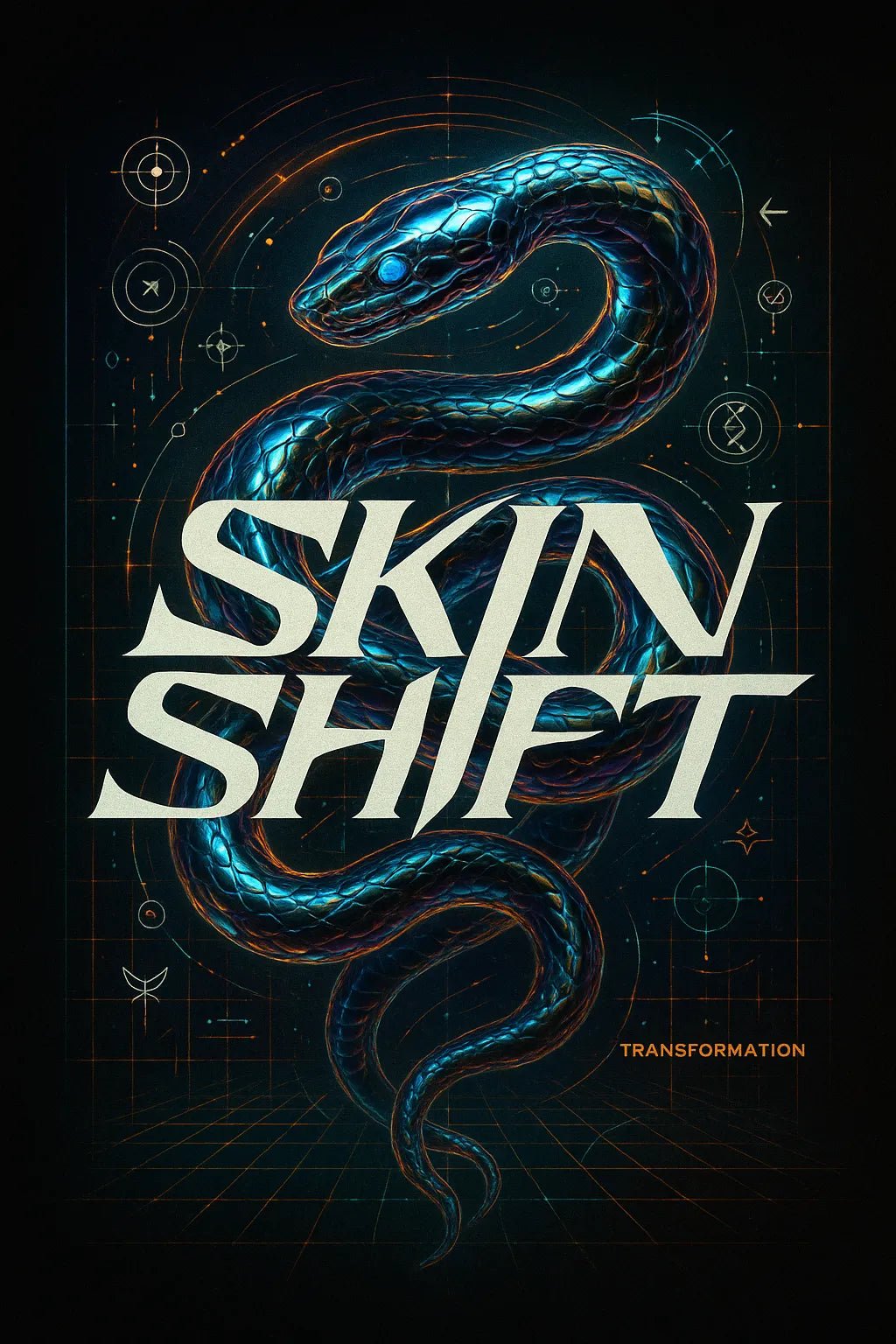 Example output from the Futuristic Chrome T-Shirt Designer ChatGPT prompt: Skin Shift.