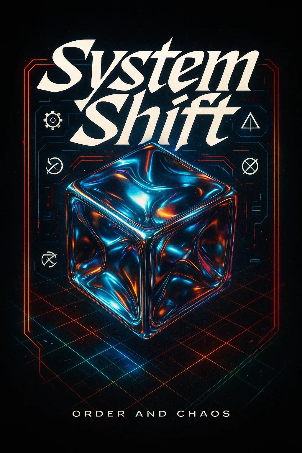 Example output from the Futuristic Chrome T-Shirt Designer ChatGPT prompt: System Shift.