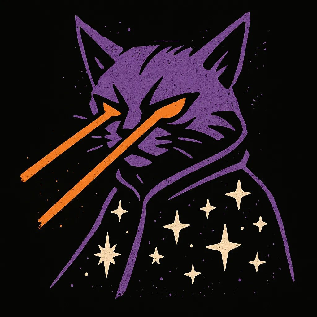 Example output from the Graffiti Style T Shirt Graphics ChatGPT prompt: bold streetwear-ready graphics on black backgrounds. Cat.