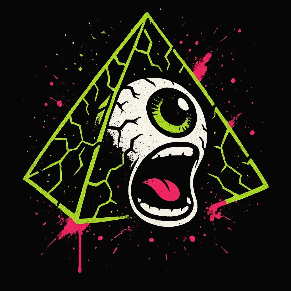 Example output from the Graffiti Style T Shirt Graphics ChatGPT prompt: bold streetwear-ready graphics on black backgrounds. Eye.