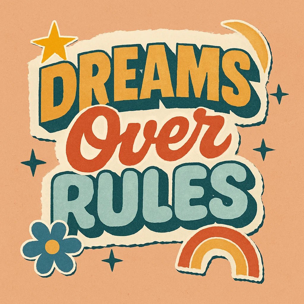 Example output from the Handcrafted Retro Zine Slogan Collages ChatGPT prompt: retro collage slogans with mixed fonts, sticker-cut edges, muted color palettes, and zine-style texture layers. Preview 3.