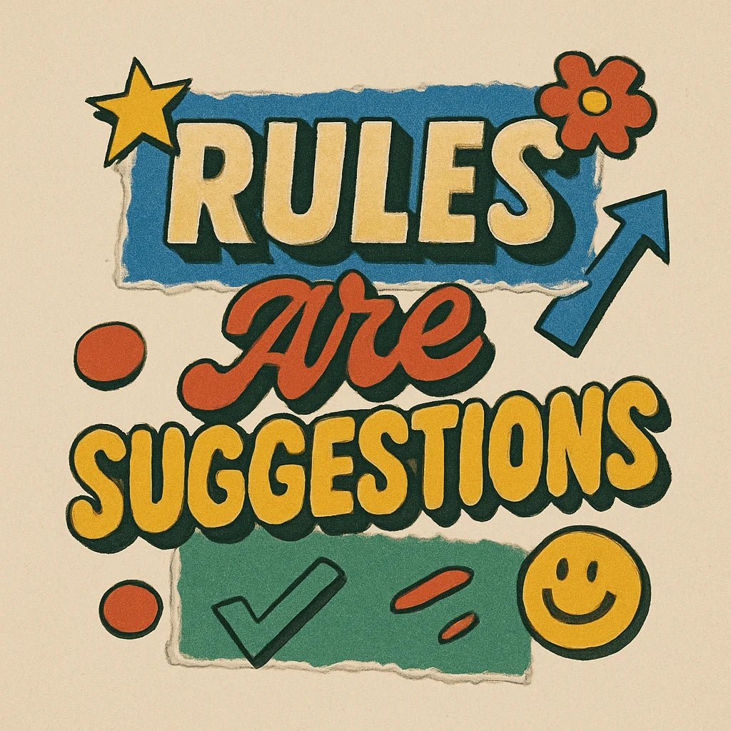 Example output from the Handcrafted Retro Zine Slogan Collages ChatGPT prompt: retro collage slogans with mixed fonts, sticker-cut edges, muted color palettes, and zine-style texture layers. Preview 7.