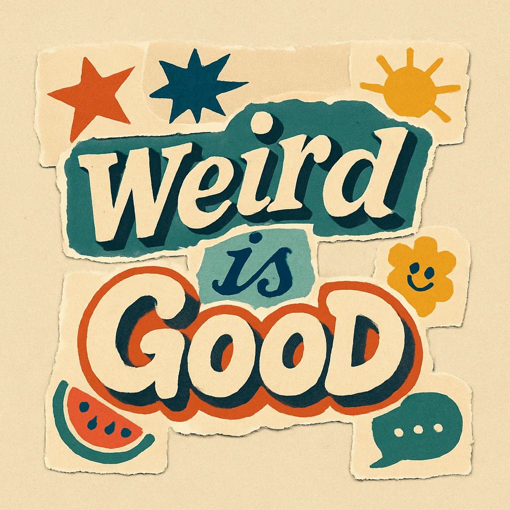 Example output from the Handcrafted Retro Zine Slogan Collages ChatGPT prompt: retro collage slogans with mixed fonts, sticker-cut edges, muted color palettes, and zine-style texture layers. Preview 8.