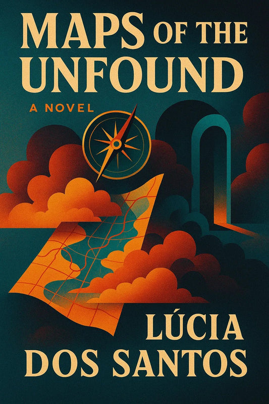 Example output from the High End Retro Modern Book Covers ChatGPT prompt: editorial-style book covers. Maps of the Unfound.