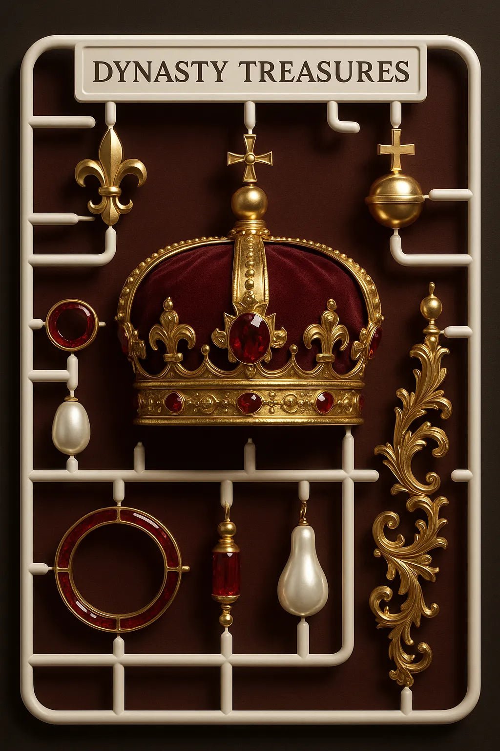 Example output from the Hyper Realistic 3D Sprue Kits ChatGPT prompt: premium 3D model kit. Dynasty Treasures.